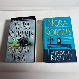 Nora Roberts Paperback Book Set - Carolina Moon & Hidden Riches